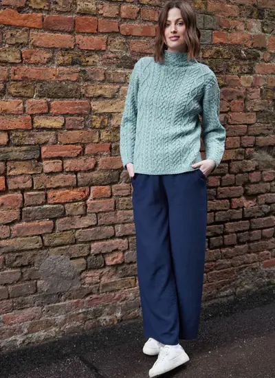 Ava Aran Funnel Neck Sweater